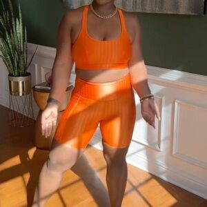 Lola Getts orange hi-rise square pocket biker short 3X (22/24)